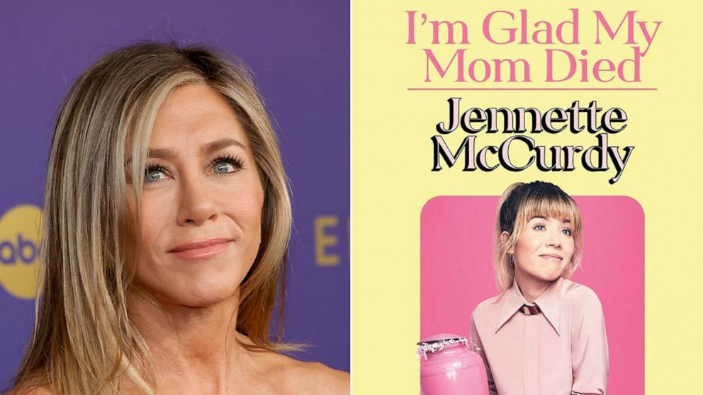 PHOTO: Jennifer Aniston attends the 76th Primetime Emmy Awards, Septr 15, 2024 in Los Angeles. "I'm Glad My Mom Died," 2022by Jennette McCurdy.
