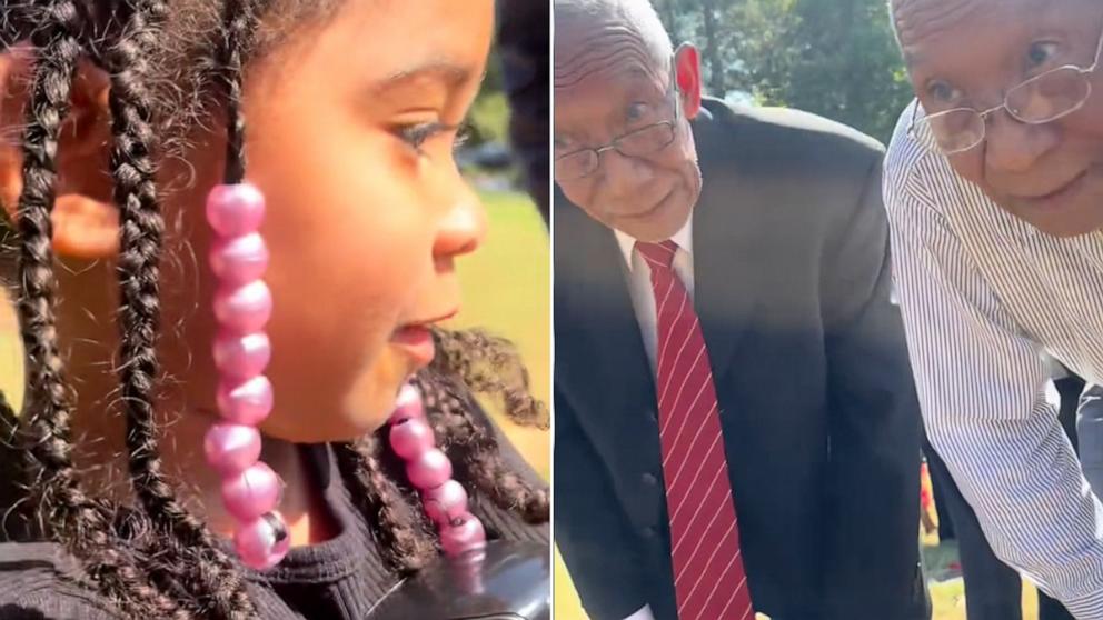 PHOTO: Jovan Gordon recorded the moment her daughter Naomi, 3, met her great-uncle Lenny for the first time. The video clip has since gone viral on TikTok.