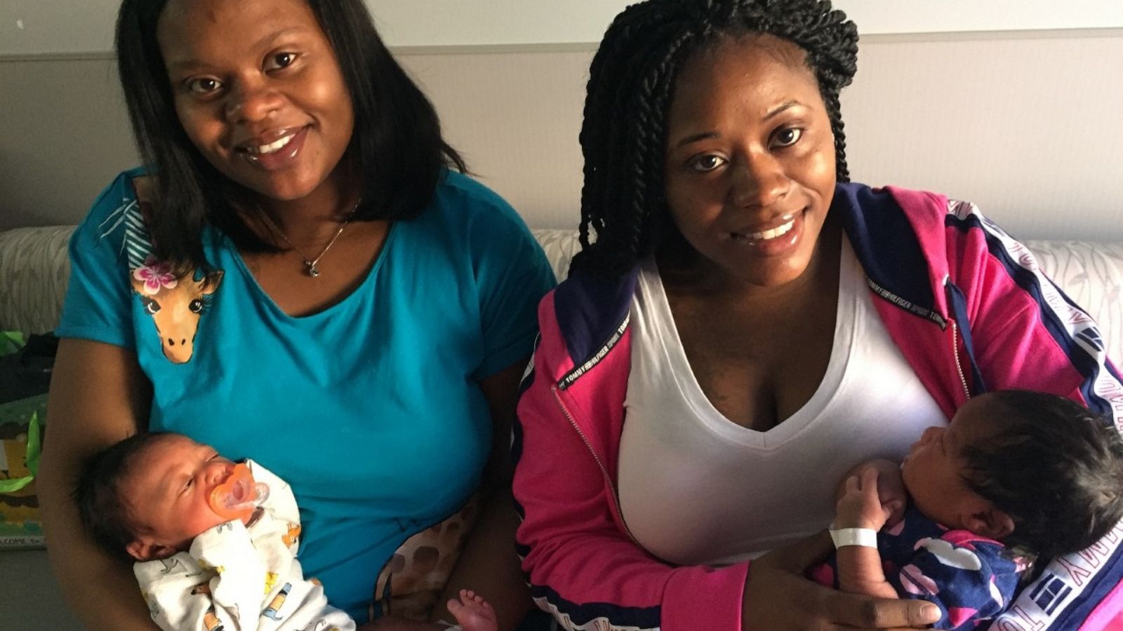 PHOTO: Sisters Charell Anthony, left, and Cierra Anthony pose with their babies.