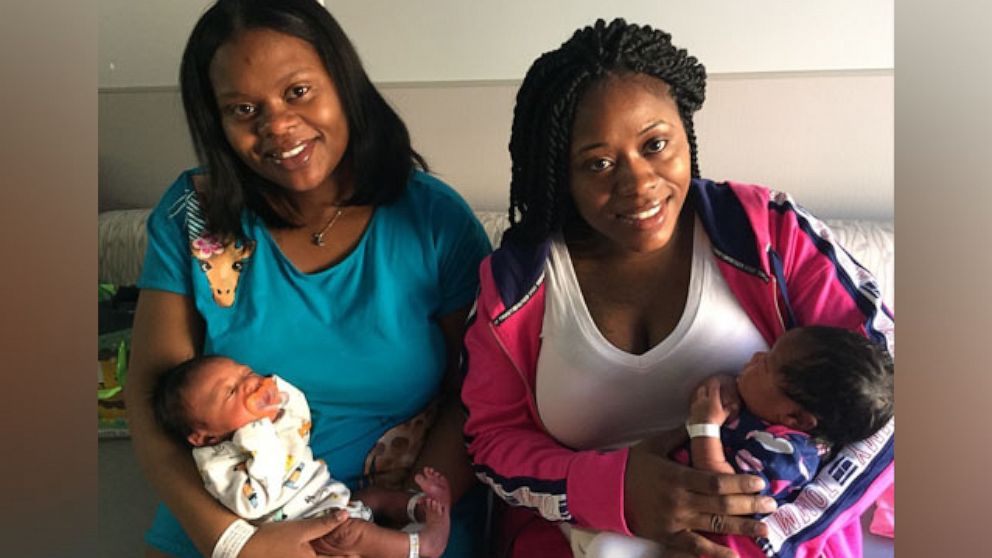 PHOTO: Sisters Charell Anthony, left, and Cierra Anthony pose with their babies.
