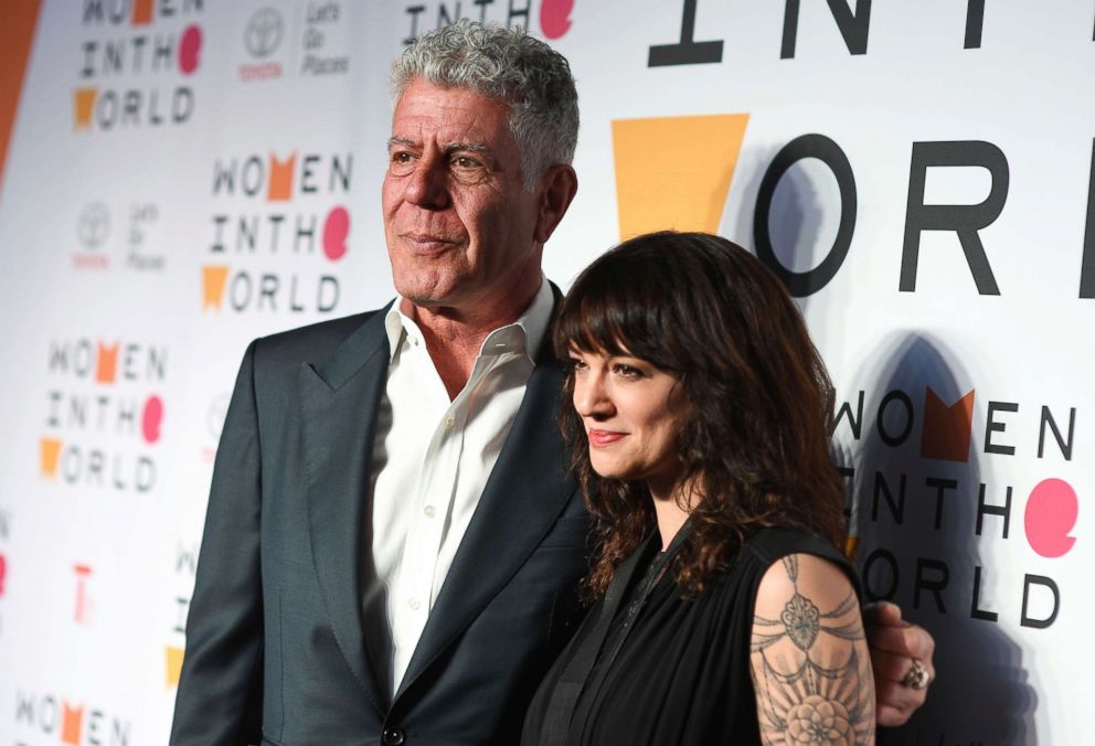 PHOTO: Anthony Bourdain and Asia Argento attend the 2018 Women In The World Summit at Lincoln Center in New York City, April 13, 2018.