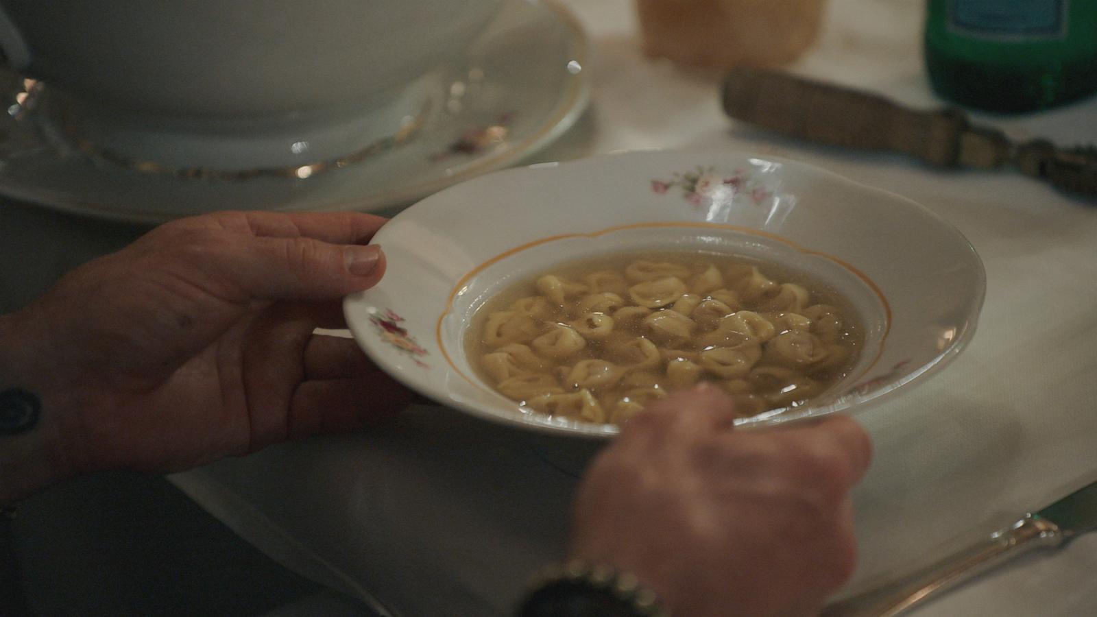 PHOTO: A bowl of tortellini en brodo from "No Taste Like Home with Anthoni Porowski" in which Justin Theroux traces the history of a beloved family dish.