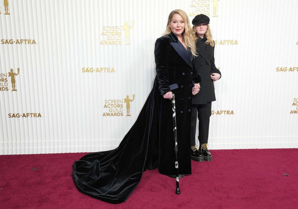 PHOTO: Christina Applegate, left, and Sadie Grace LeNoble arrive at the 29th annual Screen Actors Guild Awards on Sunday, Feb. 26, 2023, at the Fairmont Century Plaza in Los Angeles.