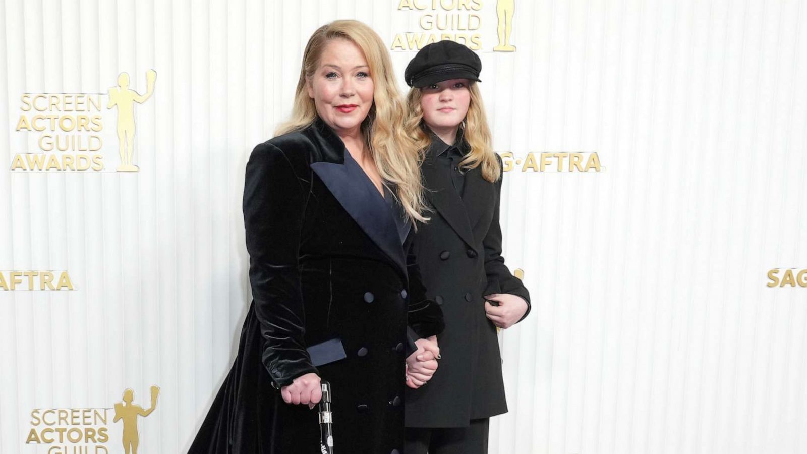 PHOTO: Christina Applegate, left, and Sadie Grace LeNoble arrive at the 29th annual Screen Actors Guild Awards on Sunday, Feb. 26, 2023, at the Fairmont Century Plaza in Los Angeles.