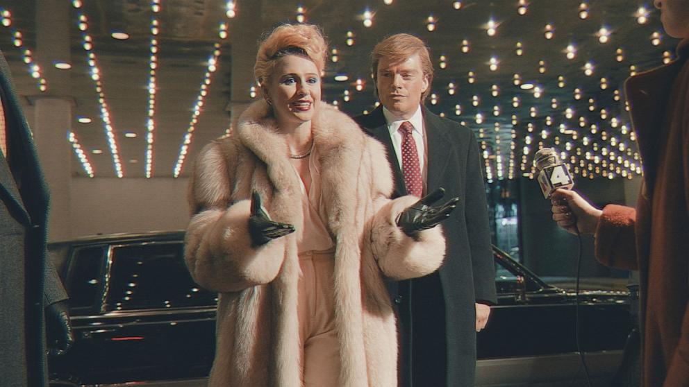 PHOTO: This image released by Briarcliff Entertainment shows Maria Bakalova, left, and Sebastian Stan in a scene from the film "The Apprentice." 