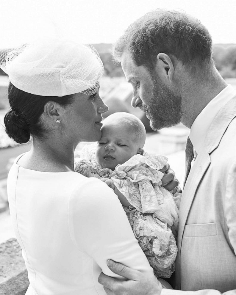PHOTO:The Duke and Duchess of Sussex at the christening of their son, Archie Harrison Mountbatten-Windsor at Windsor Castle, July 6, 2019. 