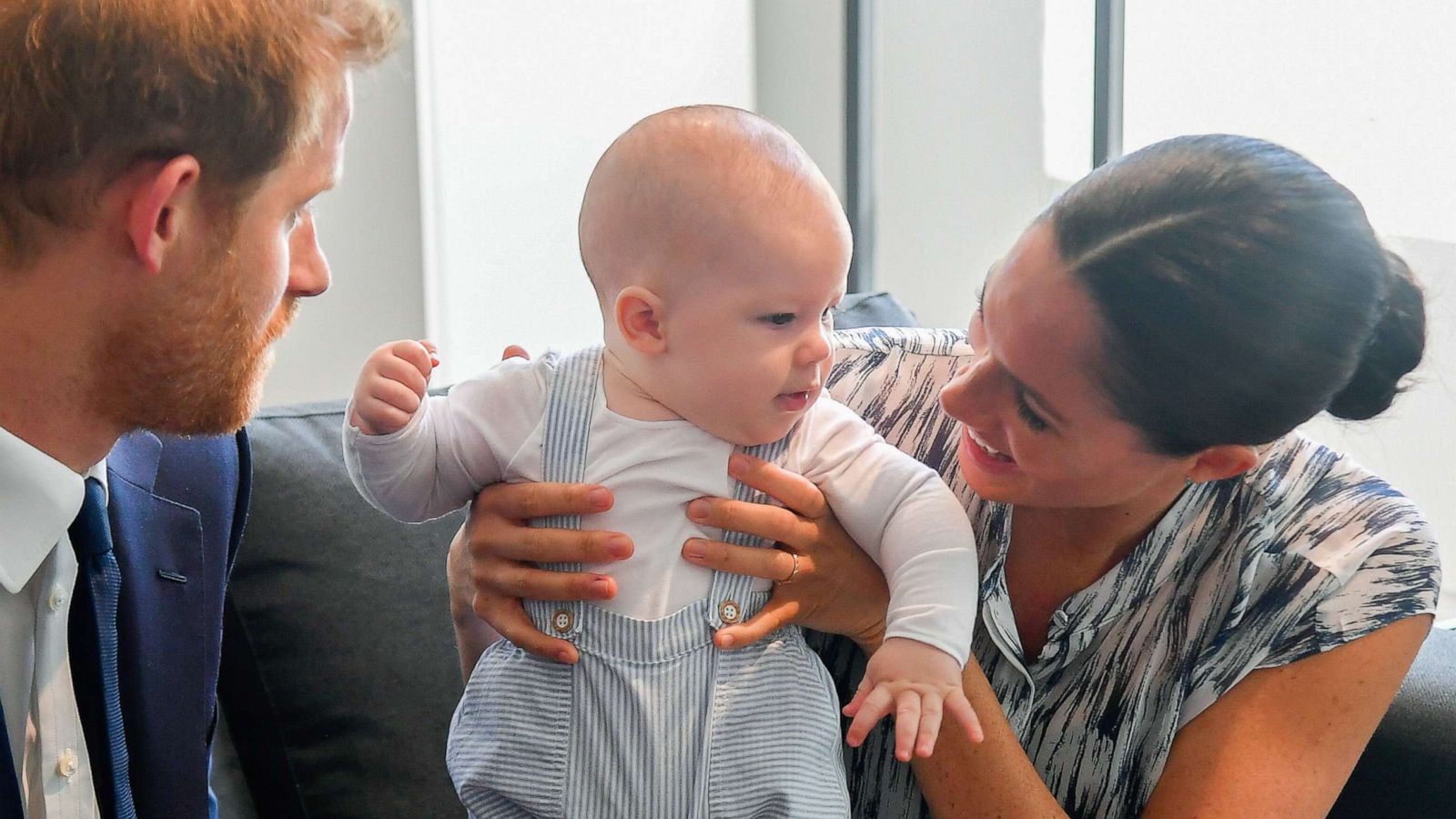 PHOTO: Prince Harry, Duke of Sussex, Meghan, Duchess of Sussex and their baby son Archie Mountbatten-Windsor meet Archbishop Desmond Tutu and his daughter Thandeka Tutu-Gxashe on September 25, 2019, in Cape Town, South Africa.