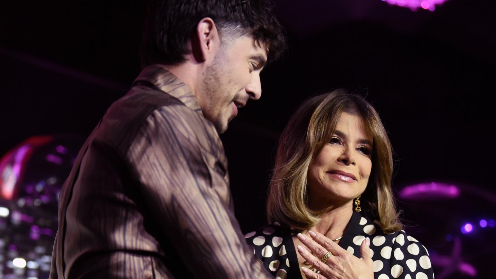 PHOTO: David Archuleta presents Paula Abdul withthe Straight Up Ally award at The Queerties 2024, March 12, 2024, in Hollywood.