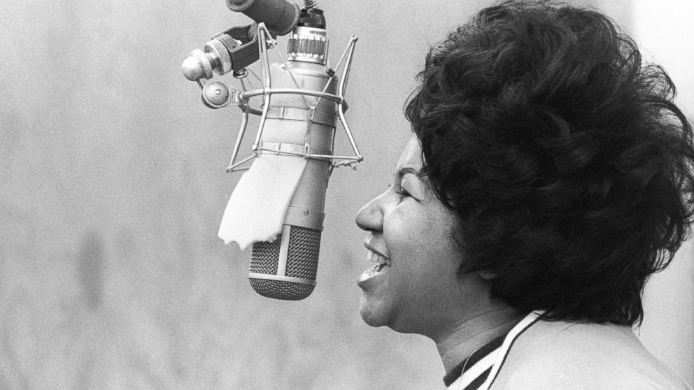 PHOTO: Aretha Franklin sings in the Atlantic Records studio on Jan. 9, 1969 in New York.