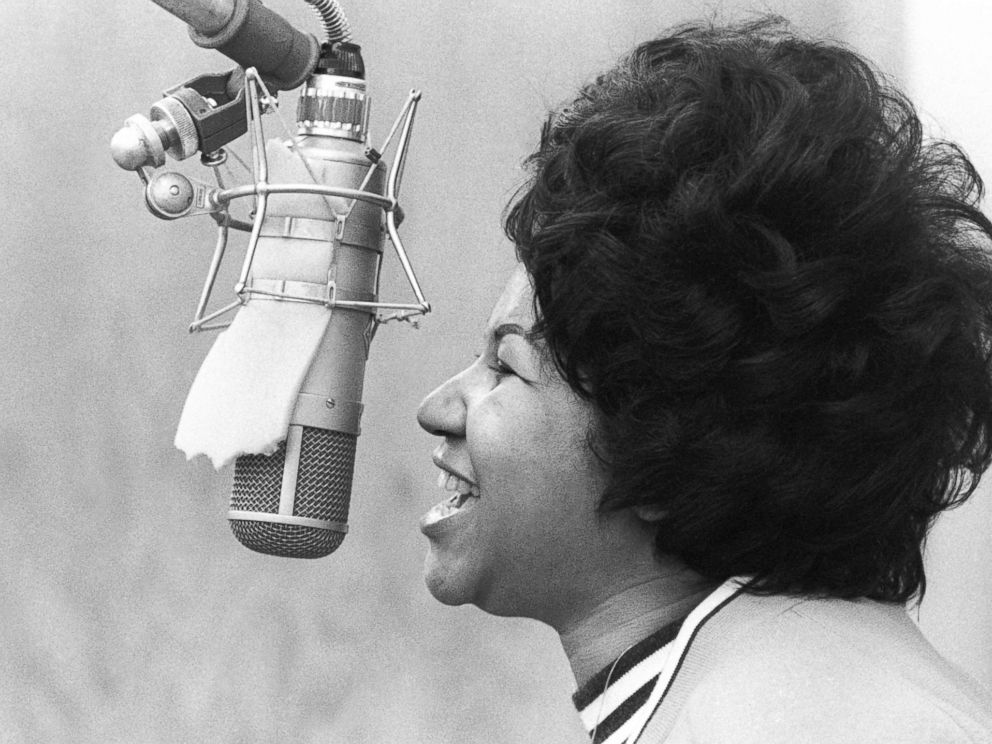PHOTO: Aretha Franklin sings in the Atlantic Records studio on Jan. 9, 1969 in New York.