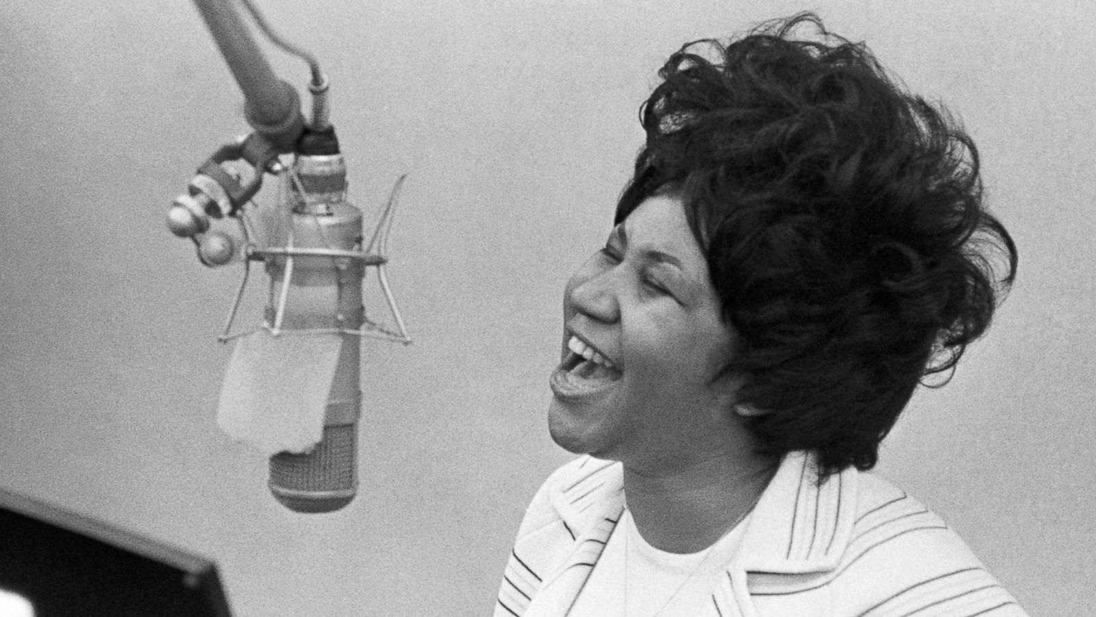 PHOTO: Aretha Franklin sings in the Atlantic Records studio during a recording session, Jan. 9, 1969, in New York City.