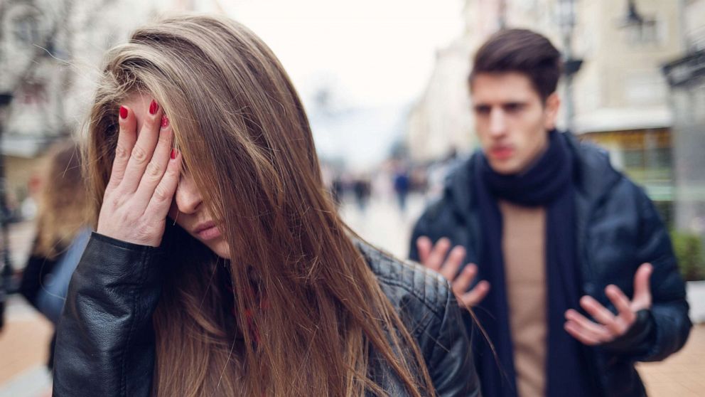 PHOTO: In this undated file photo, a couple argue on a city sidewalk.