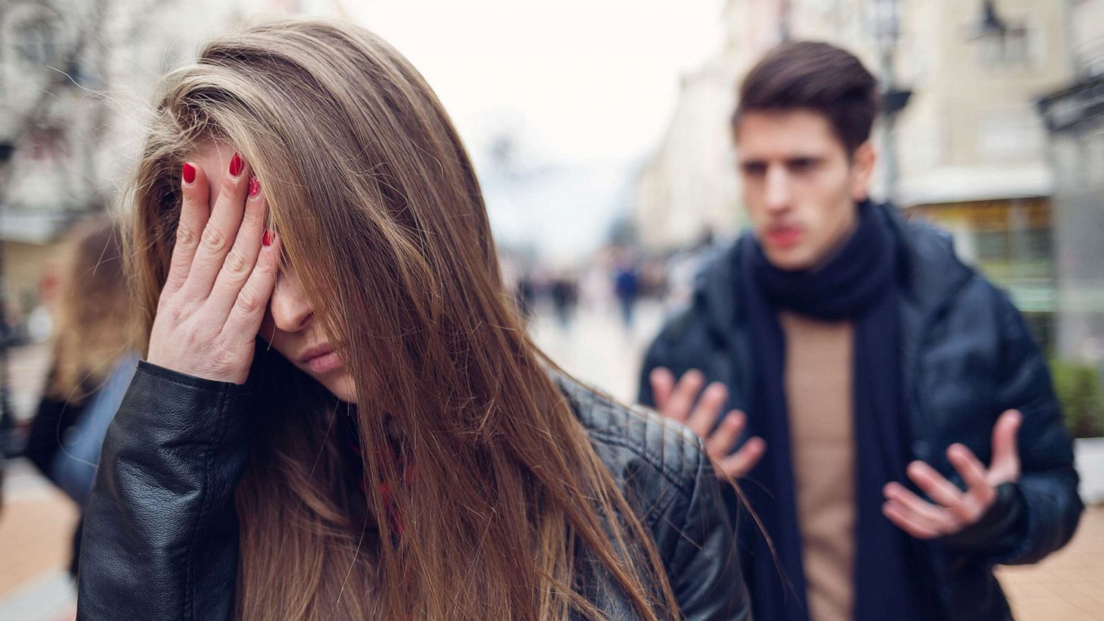 PHOTO: In this undated file photo, a couple argue on a city sidewalk.