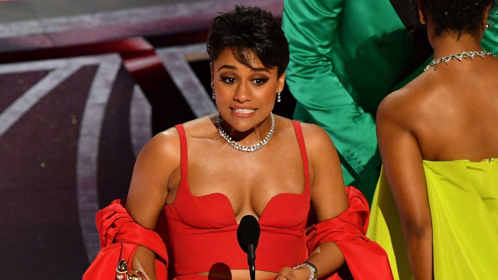 PHOTO: Ariana DeBose accepts the award for Best Actress in a Supporting Role for her performance in "West Side Story" onstage during the 94th Oscars at the Dolby Theatre in Hollywood, Calif., March 27, 2022.