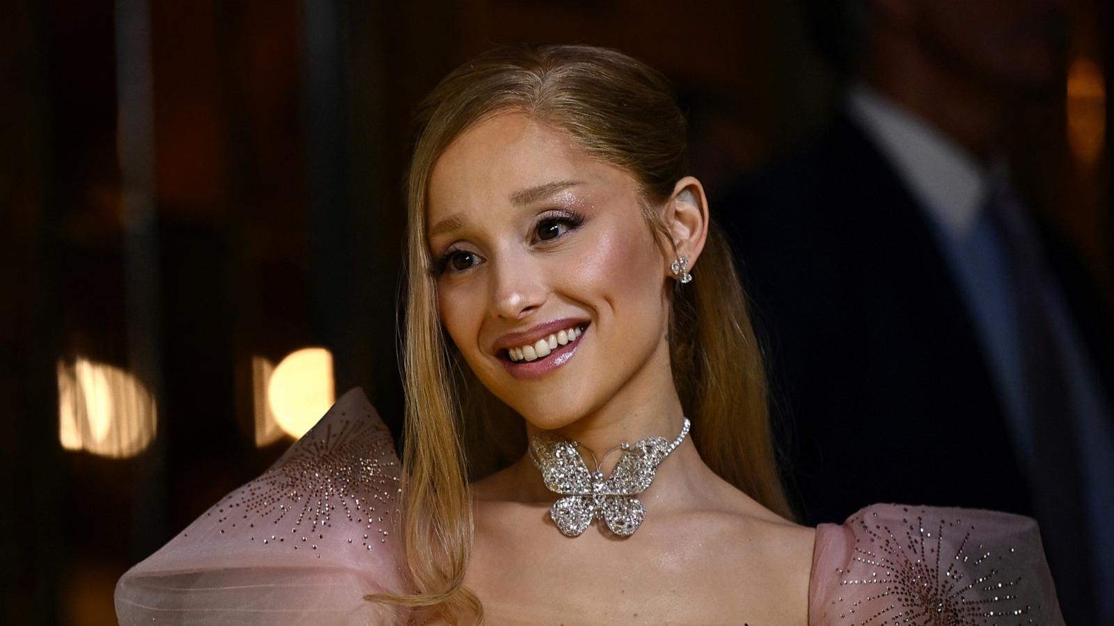 PHOTO: Wicked cast member Ariana Grande arrives on the red carpet during the Australian premiere of Wicked at the State Theatre, Nov. 3, 2024, in Sydney.