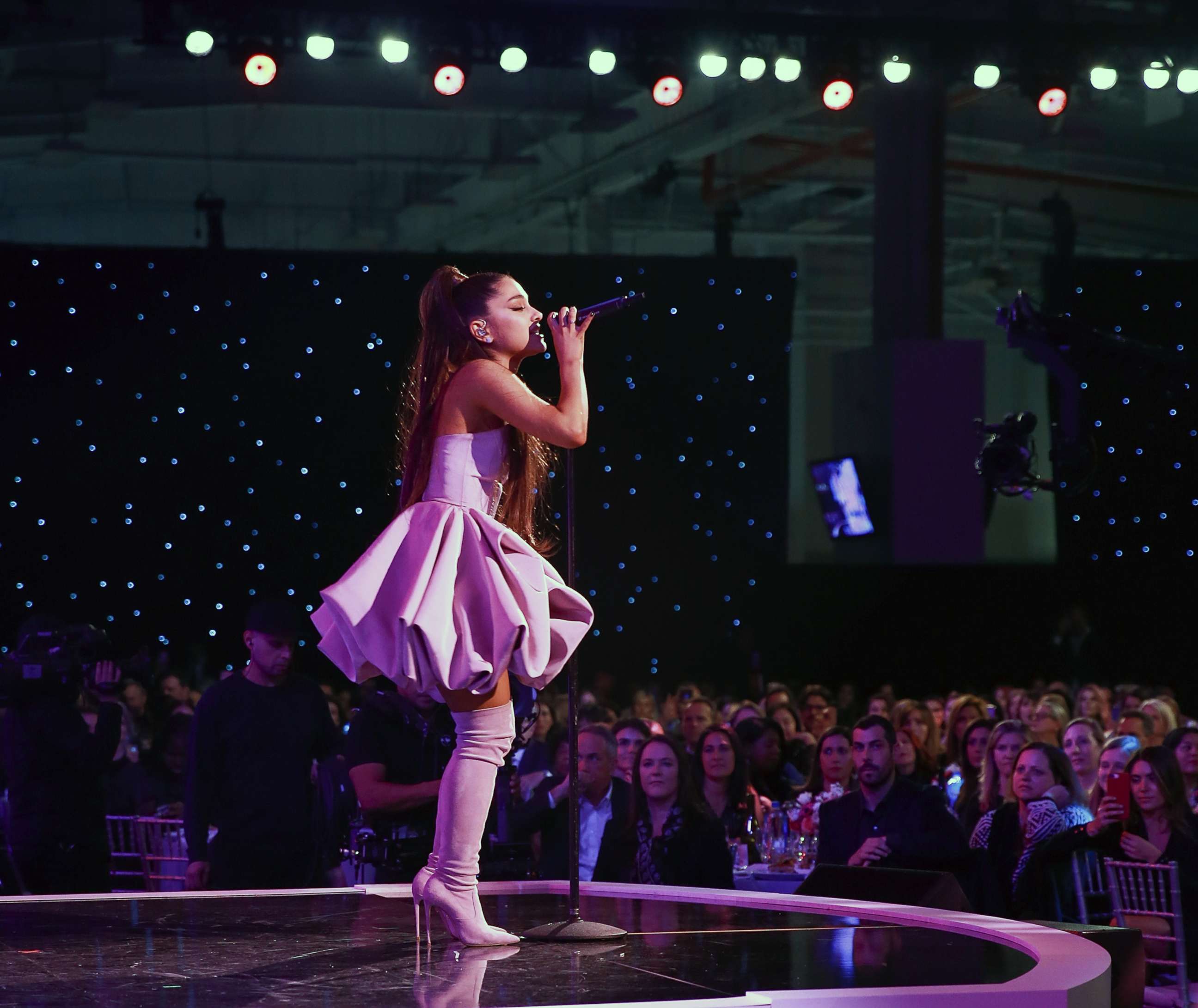 PHOTO: Recording artist Ariana Grande at the Billboard's Women In Music 2018 at Pier 36, Dec. 6, 2018 in New York.