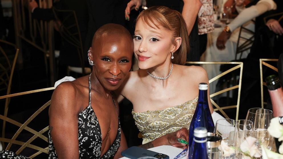 PHOTO: Cynthia Erivo and Ariana Grande attend the 82nd Annual Golden Globe Awards, Jan. 5, 2025, in Beverly Hills, Calif.