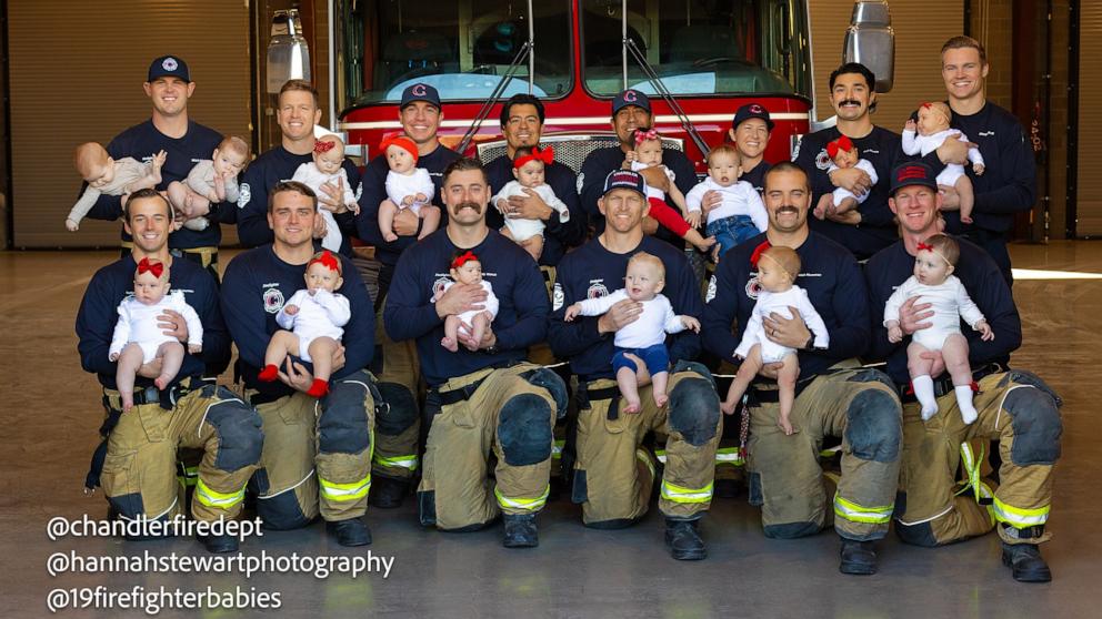 PHOTO: Chandler firefighters celebrated the arrival of 19 babies born in 2024 with a special family photo shoot.