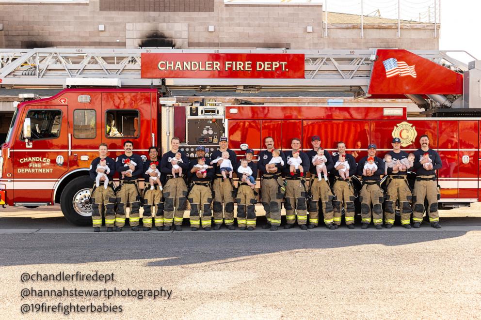 PHOTO: Chandler firefighters celebrated the arrival of 19 babies born in 2024 with a special family photo shoot.