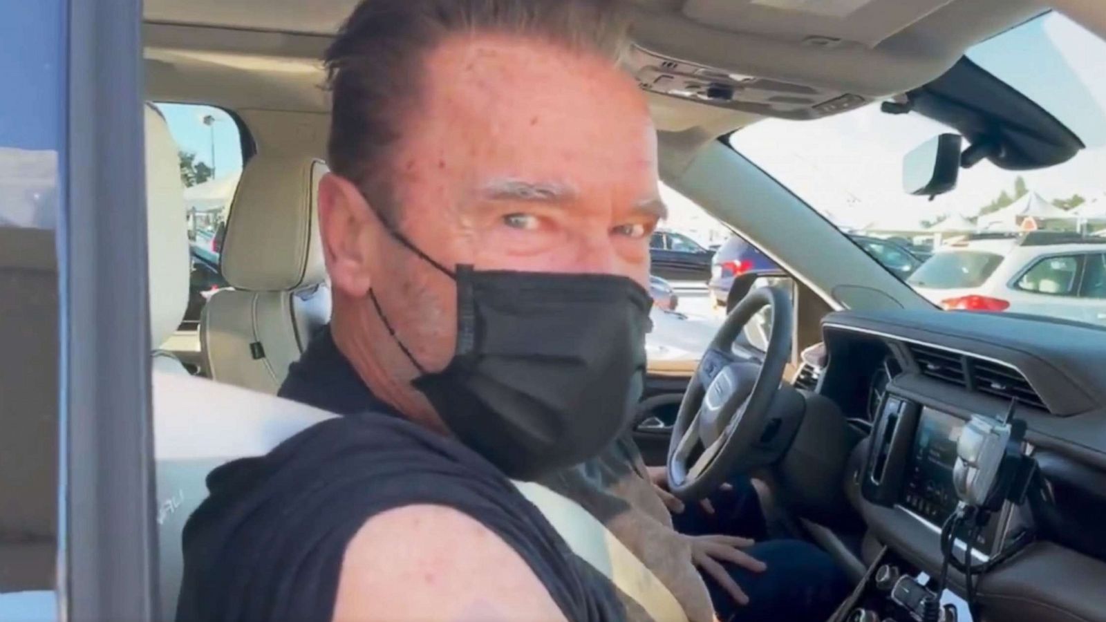 PHOTO: Arnold Schwarzenegger receives a COVID-19 vaccine shot in a video posted to Twitter, Jan. 20, 2021.