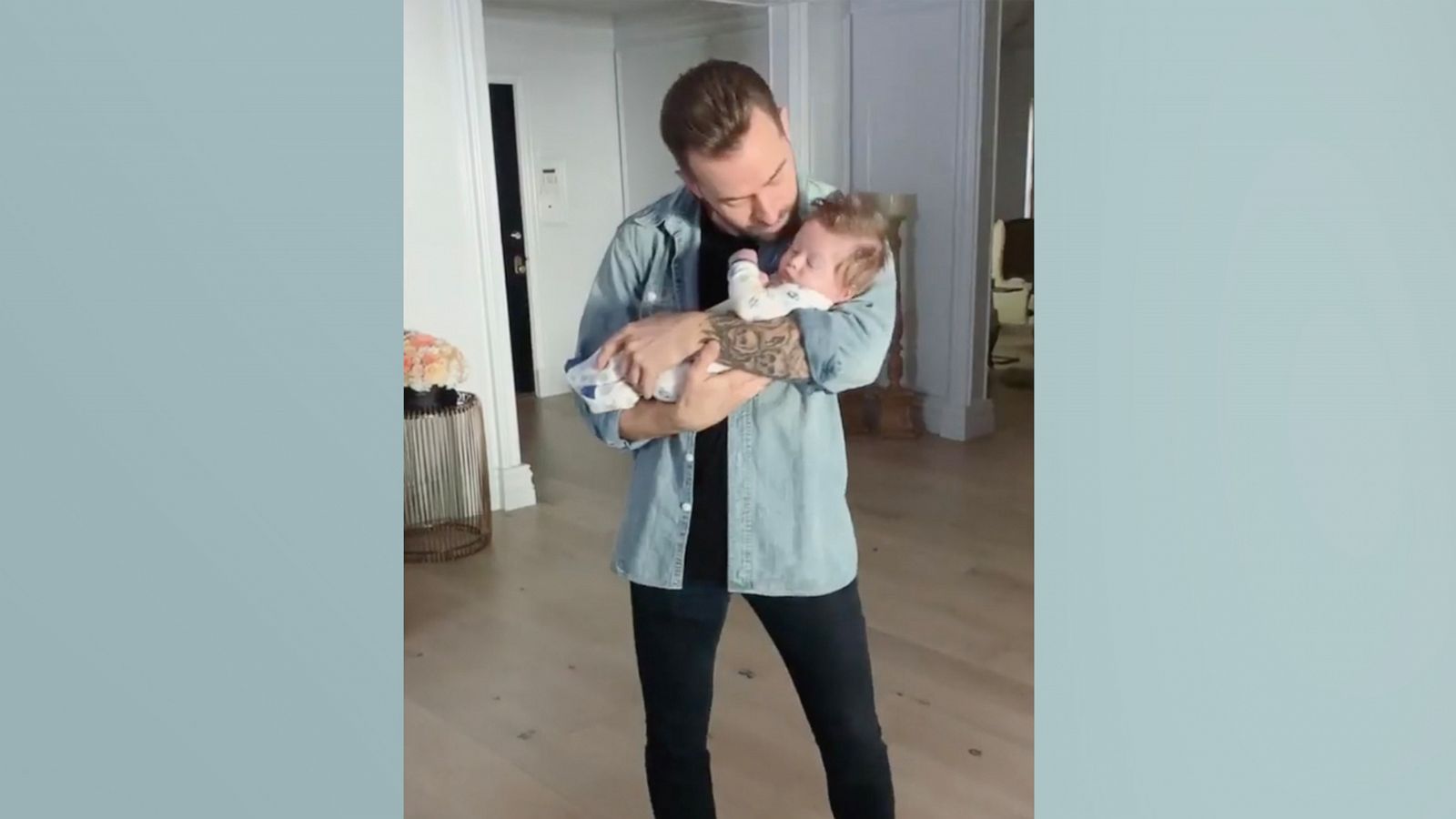 PHOTO: In this screen grab from a video posted to the Instagram account of Nikki Bella, Artem Chigvintsev dances with his son Matteo.