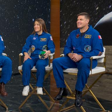 PHOTO: Artemis II astronauts, from left to right, Reid Wiseman, Victor Glover, Christina Koch and Jeremy Hansen appear on "Good Morning America" on April 30, 2026.
