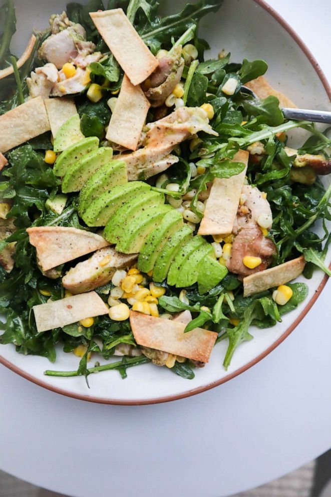 PHOTO: Cilantro lime chicken thighs with arugula salad and lime vinaigrette.