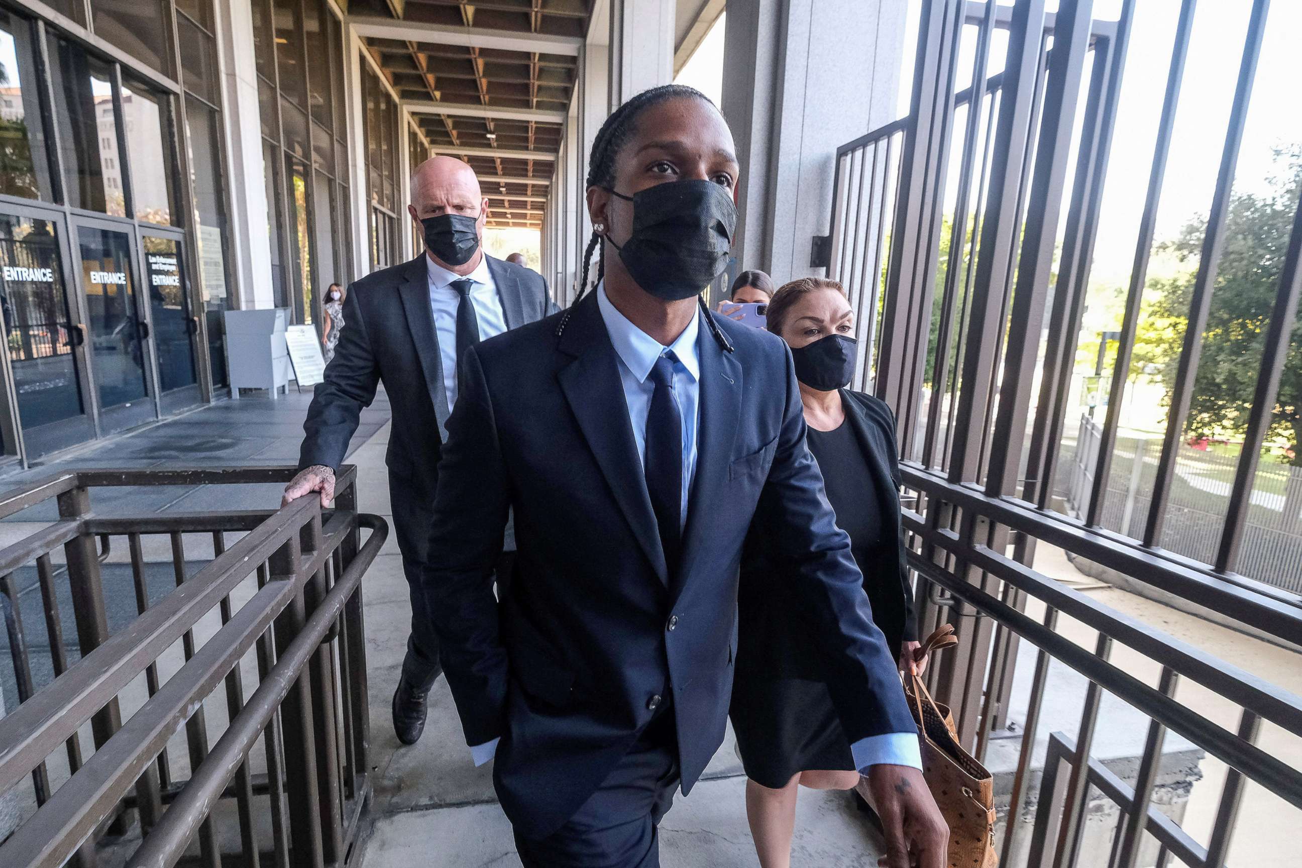 PHOTO: Rapper A$AP Rocky, also known as Rakim Mayers, leaves after his arraignment hearing on charges of assault with a firearm, in Los Angeles, Aug. 17, 2022.