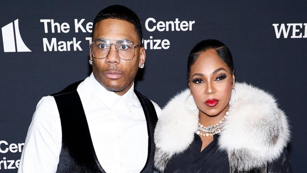 PHOTO: (L-R) Nelly and Ashanti attend the 25th Annual Mark Twain Prize For American Humor at The Kennedy Center on March 24, 2024 in Washington, DC. 