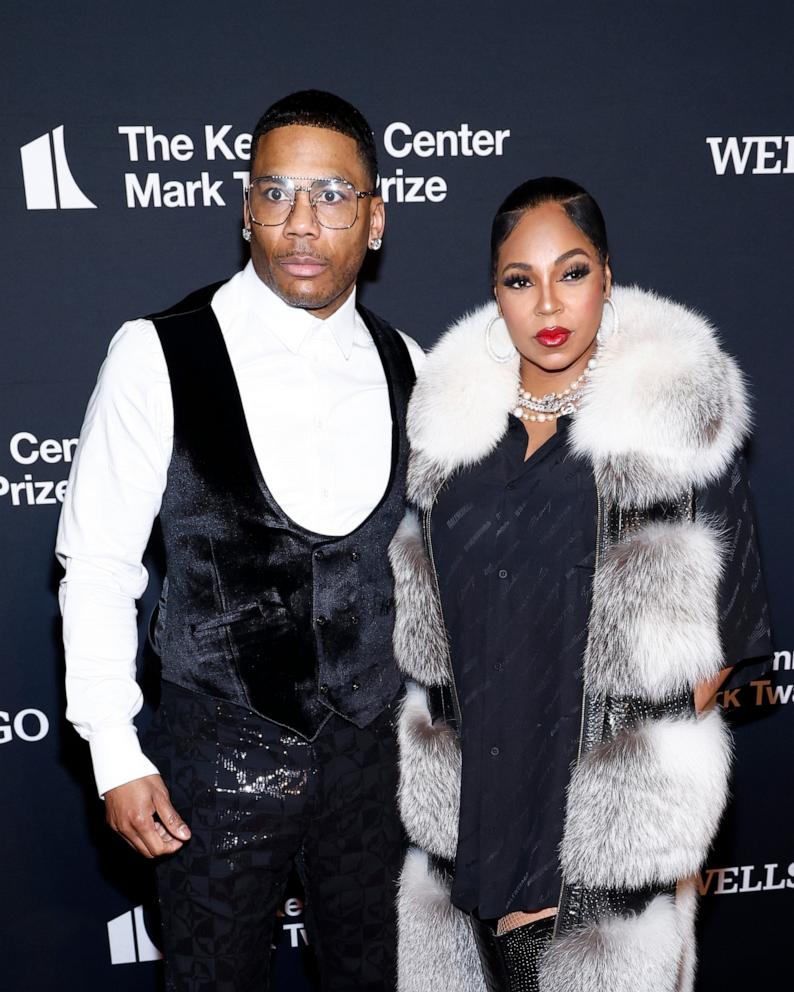 PHOTO: (L-R) Nelly and Ashanti attend the 25th Annual Mark Twain Prize For American Humor at The Kennedy Center on March 24, 2024 in Washington, DC. 