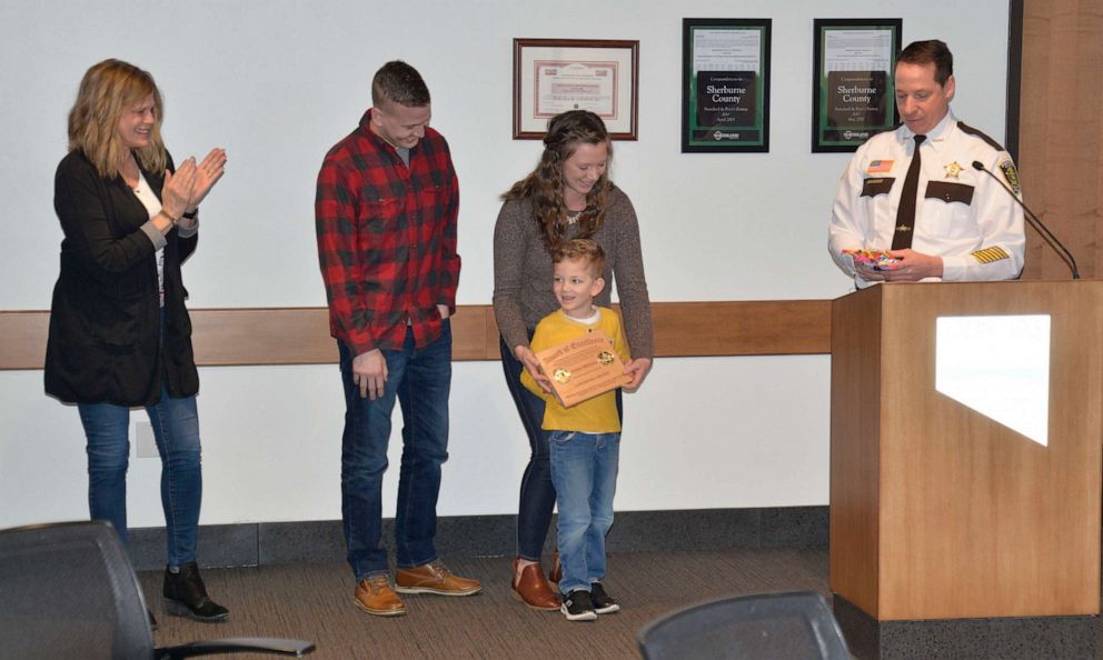PHOTO: Asher Milless, 4, received the Sherburne County Sheriff's Life Saving Award for his quick actions when his mom fell ill at the family's Minnesota home.