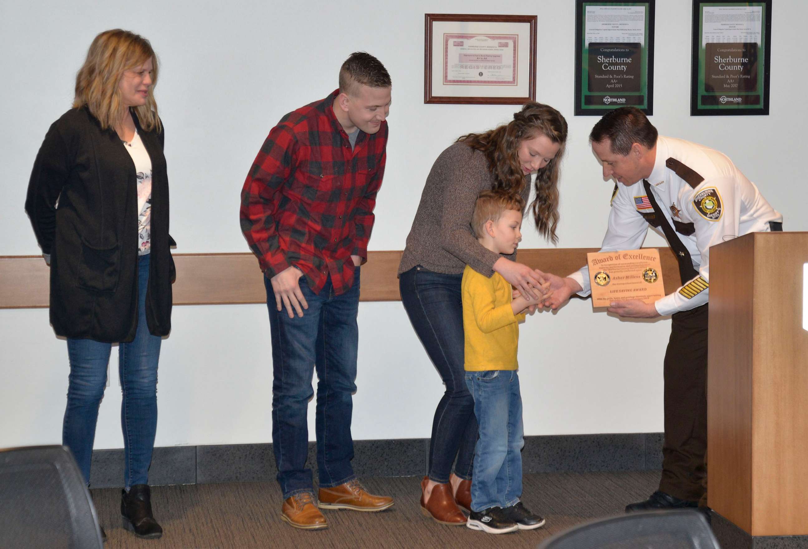 PHOTO: Asher Milless, 4, received the Sherburne County Sheriff's Life Saving Award for his quick actions when his mom fell ill at the family's Minnesota home.