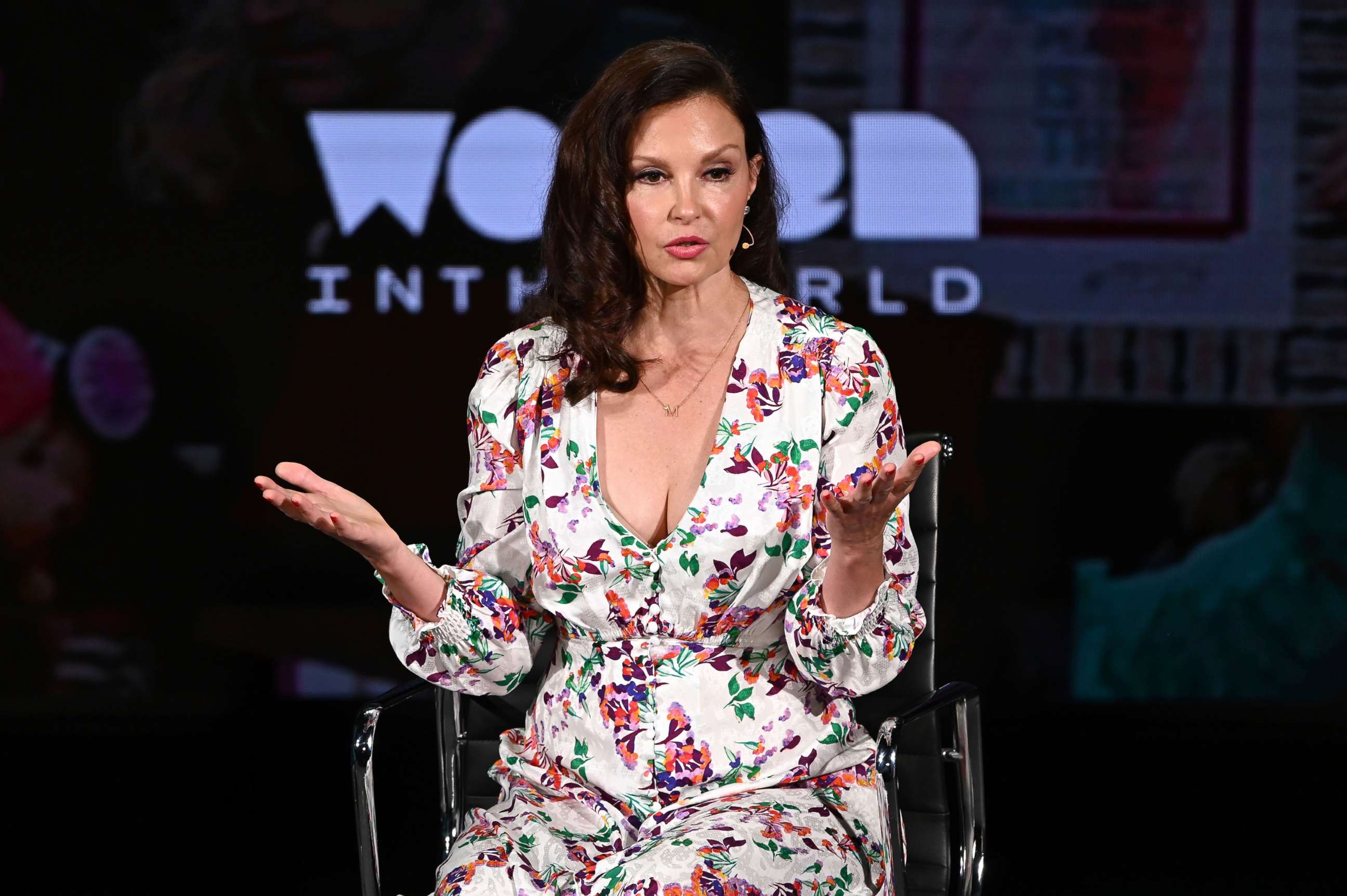 PHOTO: Ashley Judd speaks onstage at the 10th Anniversary Women In The World Summit in New York, April 11, 2019.
