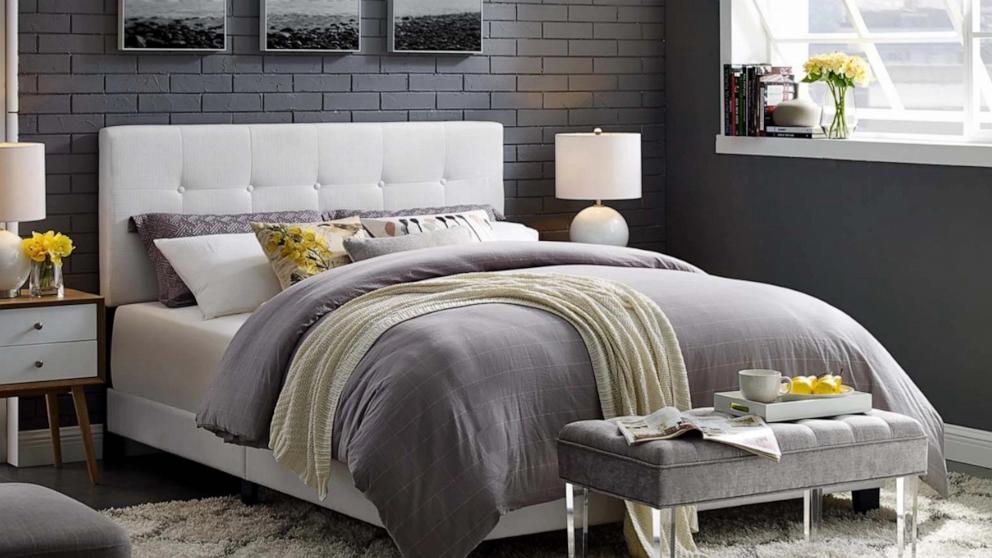 PHOTO: Amira King Upholstered Bed