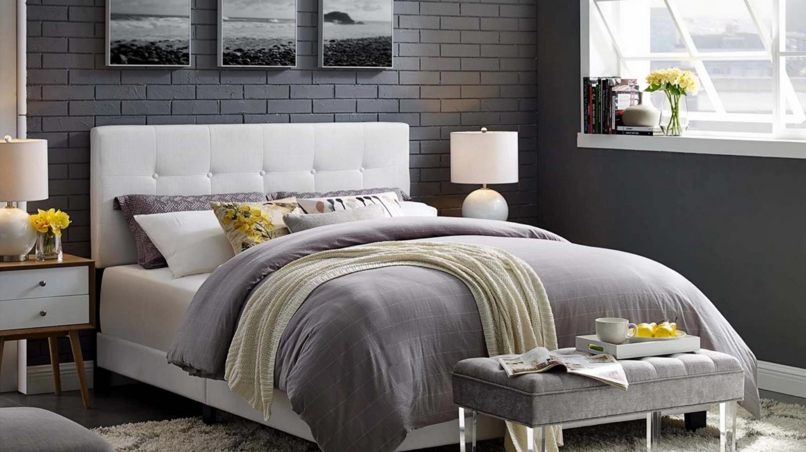 PHOTO: Amira King Upholstered Bed