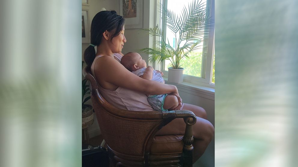 PHOTO: Aubrey Vailoces, pictured here holding her 10-month-old daughter, lost her home in the Maui wildfires.