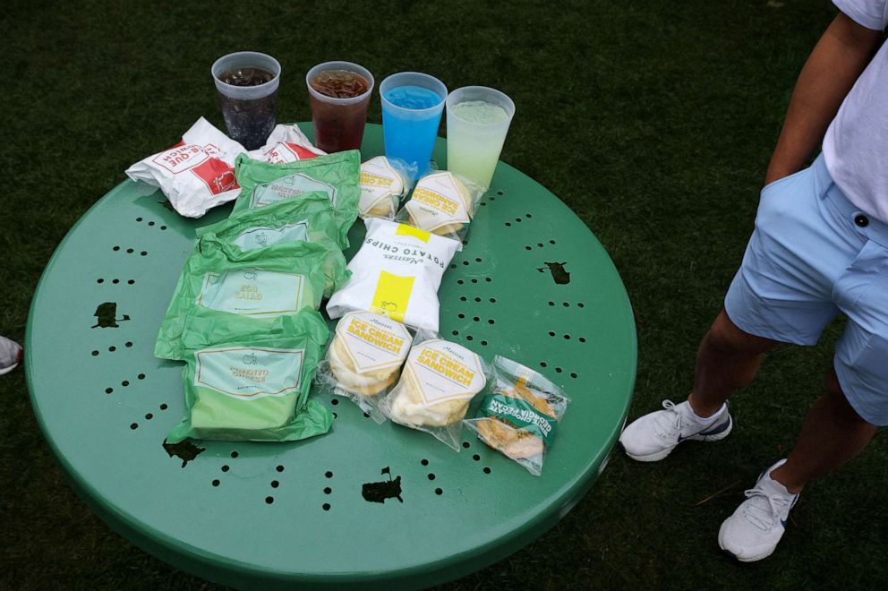 PHOTO: Food and drinks are seen during a practice round at the Masters golf tournament in at Augusta National Golf Club in Augusta, Ga., on April 4, 2023.