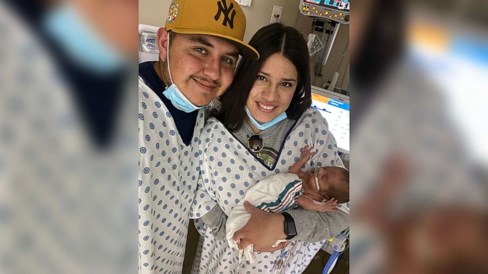 PHOTO: Abigail and Dominic Miramontez are pictured with their son Austin at Providence Children's Hospital in El Paso, Texas, in an undated handout photo.