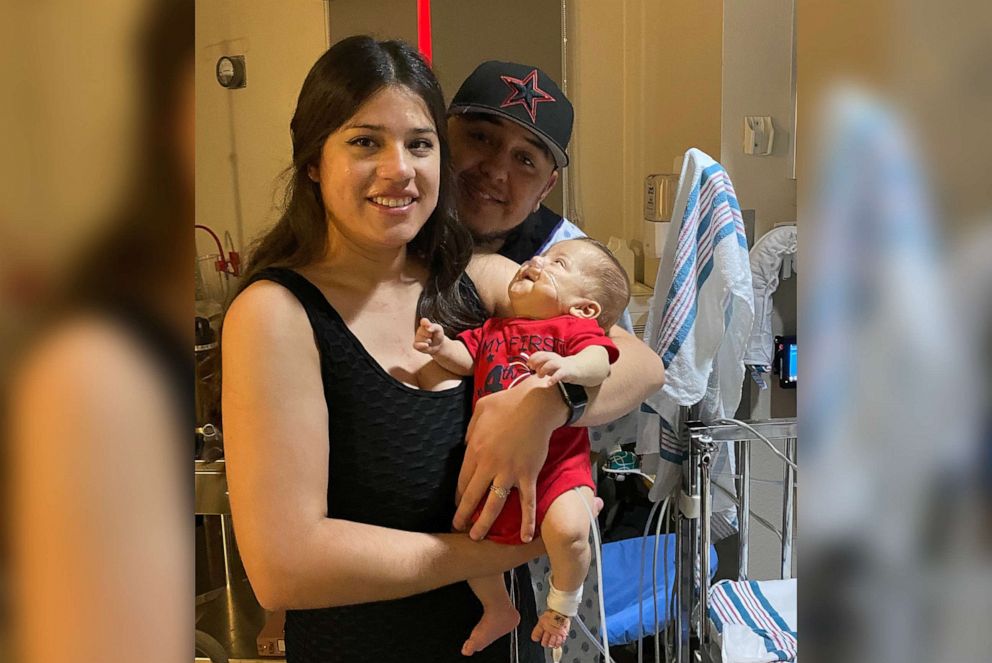 PHOTO: Abigail and Dominic Miramontez are pictured with their son Austin at Providence Children's Hospital in El Paso, Texas, in an undated handout photo.