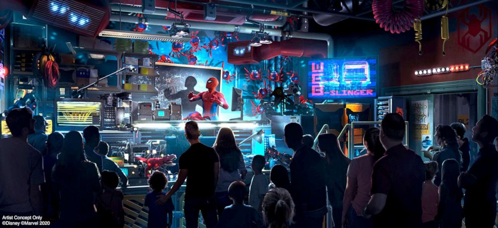 PHOTO: An artist concept image of the interior of the WEB SLINGERS: A Spider-Man Adventure ride opening in summer 2020 at the Avengers Campus inside Disney California Adventure Park.