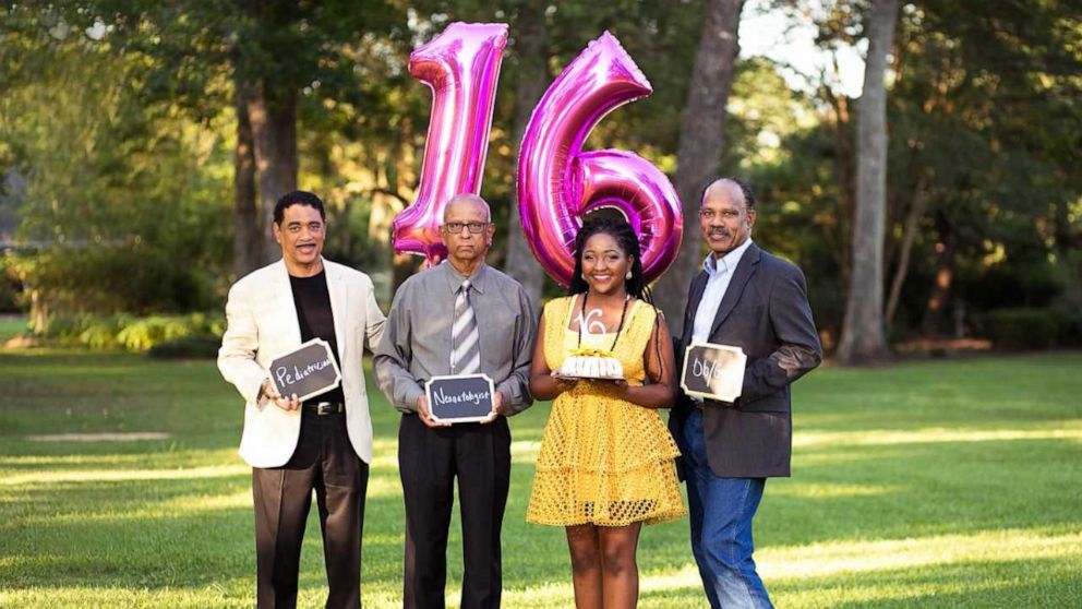 PHOTO: Kelsey Cadien poses with the three doctors who helped save her life when she was born -- Dr. J. Coffy Pieternelle, Dr. Aiyanadar Bharathi and Dr. Bobbie Colbert.