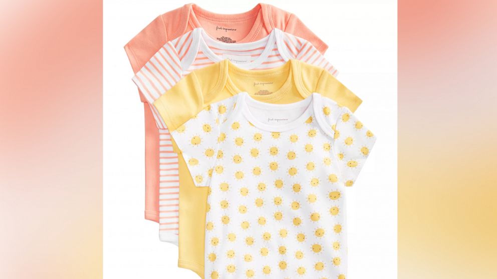 PHOTO: Baby girls & boys sunshine cotton bodysuits.