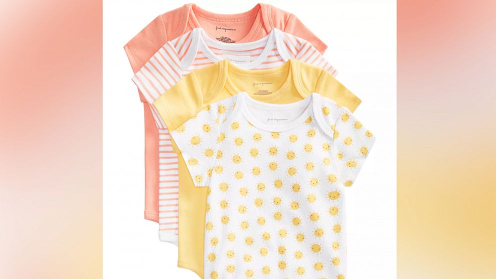 Baby girls & boys sunshine cotton bodysuits.