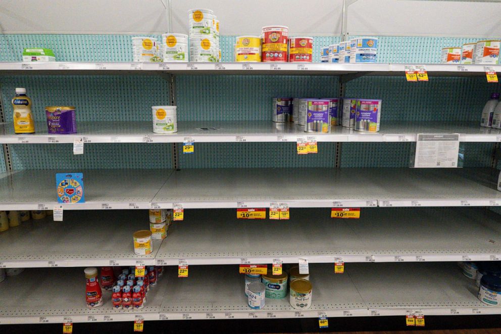 PHOTO: Baby formula is displayed on the shelves of a grocery store in Carmel, Ind., May 10, 2022.