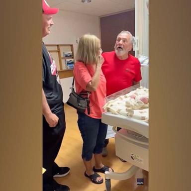 PHOTO: Reagin Conley's grandfather was caught on camera reacting to learning his great-grandson Teddy, Conley's son, was named after him.