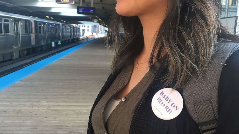 PHOTO: The Mom Project, a Chicago company, is handing out "Baby on Board" buttons for pregnant riders of the Chicago Transit Authority (CTA).