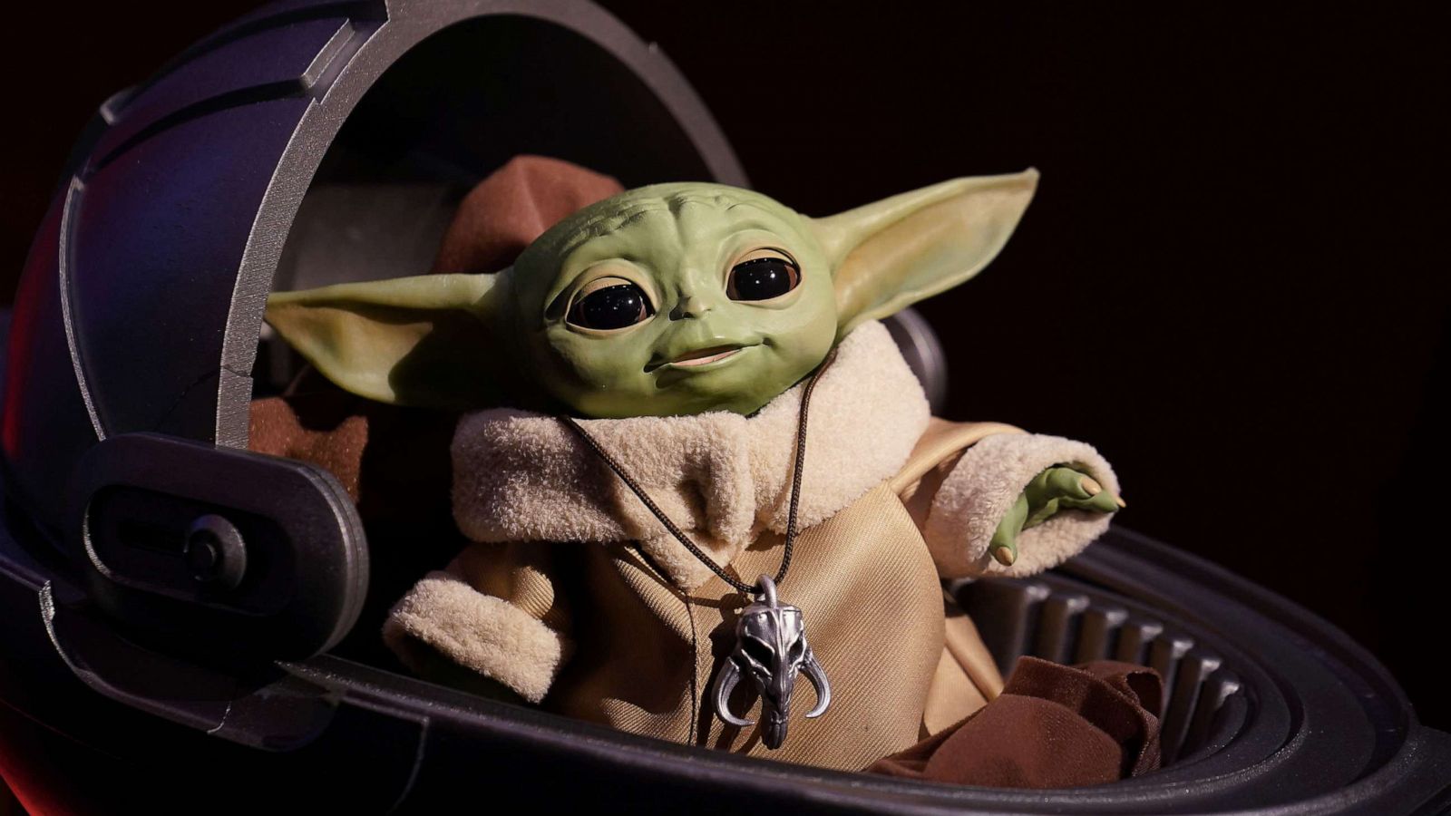 PHOTO: An animatronic Baby Yoda toy is pictured during a "Star Wars" advance product showcase in New York City, Feb. 20, 2020.