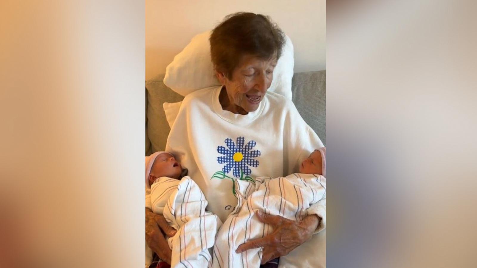 PHOTO: Alexa Caradimitropoulo shared on TikTok the moment her 100-year-old grandmother met her twin great-grandsons.