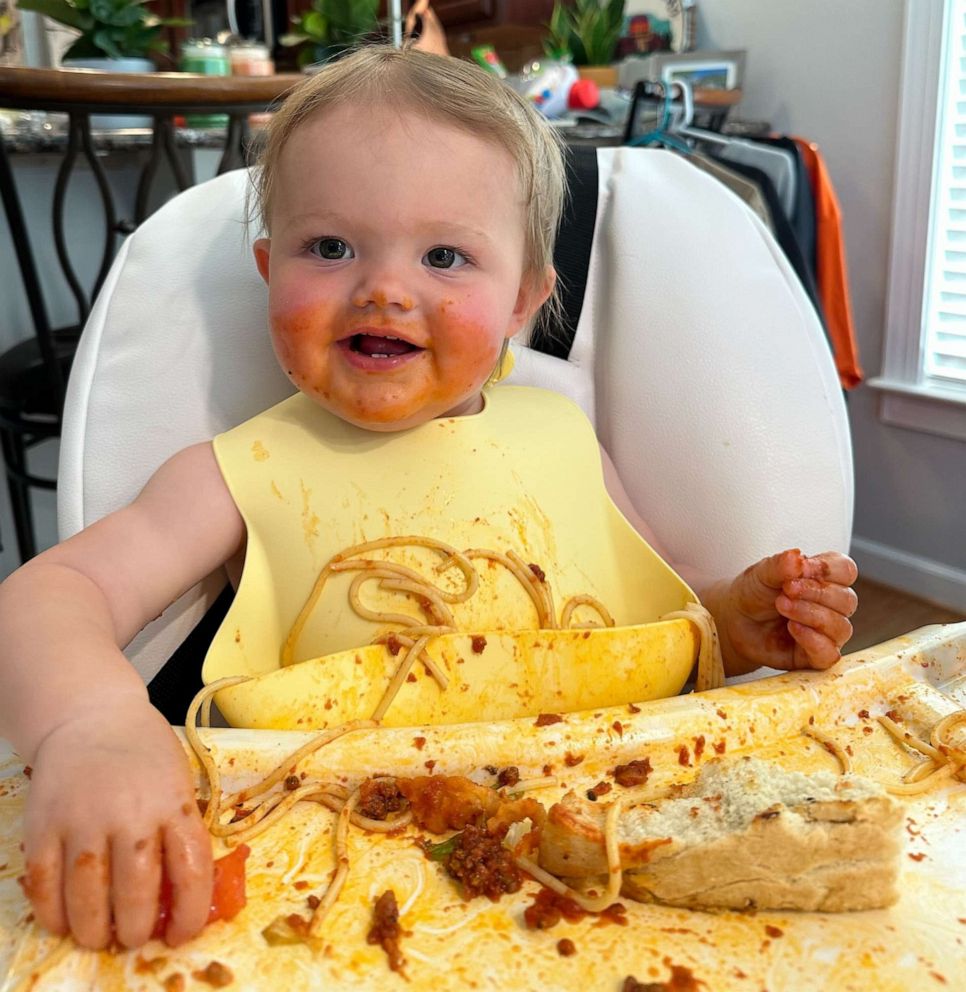 Baby hot sale eating spaghetti