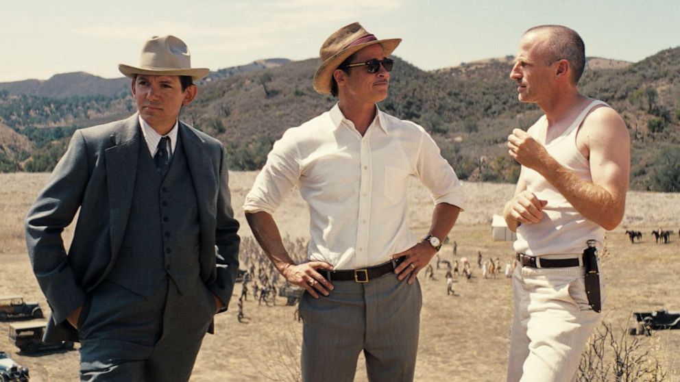 PHOTO: Lukas Haas plays George Munn, Brad Pitt plays Jack Conrad and Spike Jonze plays Otto Von Strassberger in Babylon from Paramount Pictures.
